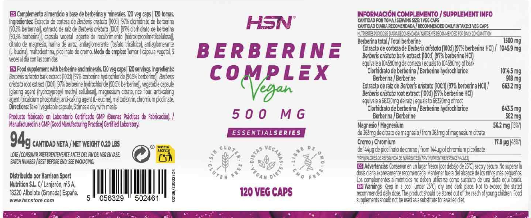 BERBERINA COMPLEX 500mg - 120 cápsulas - Image 2