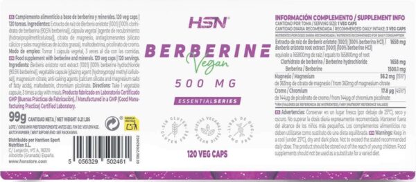 BERBERINA extracto 500mg - 120 cápsulas - Image 2