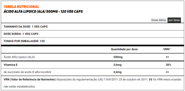 ACIDO ALFA LIPOICO (ALA) 500mg - 120 cápsulas - Image 3
