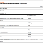 EXTRATO DE CURCUMA (50:1) 650mg + BioPerine® - 120 cápsulas