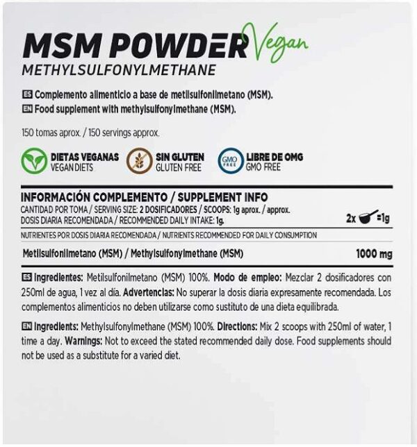 MSM (METILSULFONILMETANO) EM PÓ - 150g - Image 2