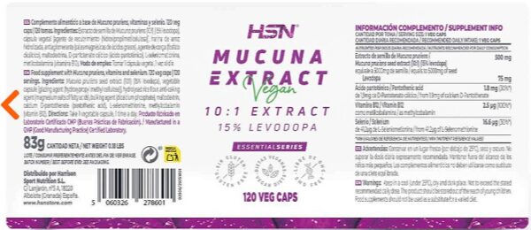 EXTRATO DE MUCUNA PRURIENS (10:1) 500mg - 120 cápsulas - Image 2
