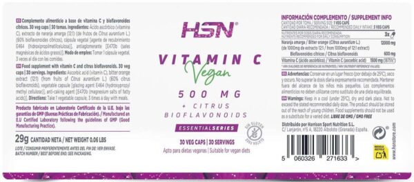 VITAMINA C 500mg + BIOFLAVONOIDES CÍTRICOS - 120 CÁPSULAS - Image 2