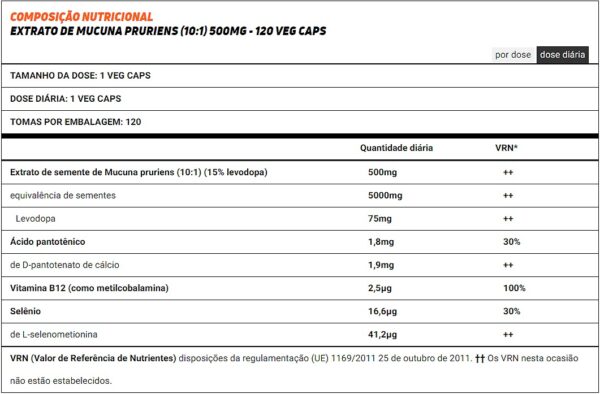 EXTRATO DE MUCUNA PRURIENS (10:1) 500mg - 120 cápsulas - Image 3
