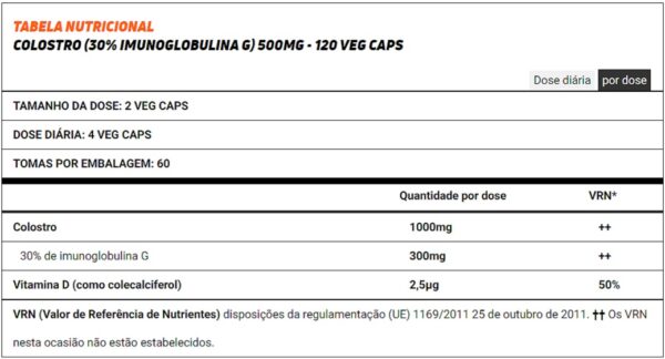 COLOSTRO (30% IMUNOGLOBULINA G) 500mg - 240 cápsulas - Image 3